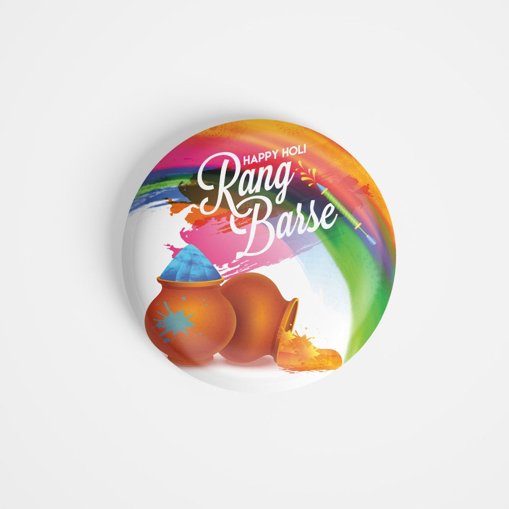 dhcrafts Round Fridge Magnet Multicolor Holi Rang Barse D5 Glossy Finish Design Pack of 1 (58 mm)